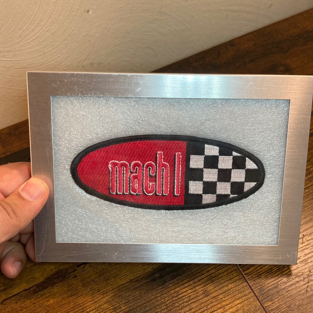 Ford Mustang Mach 1 Framed Patch Automotive Collectible Racing Checkered Flag